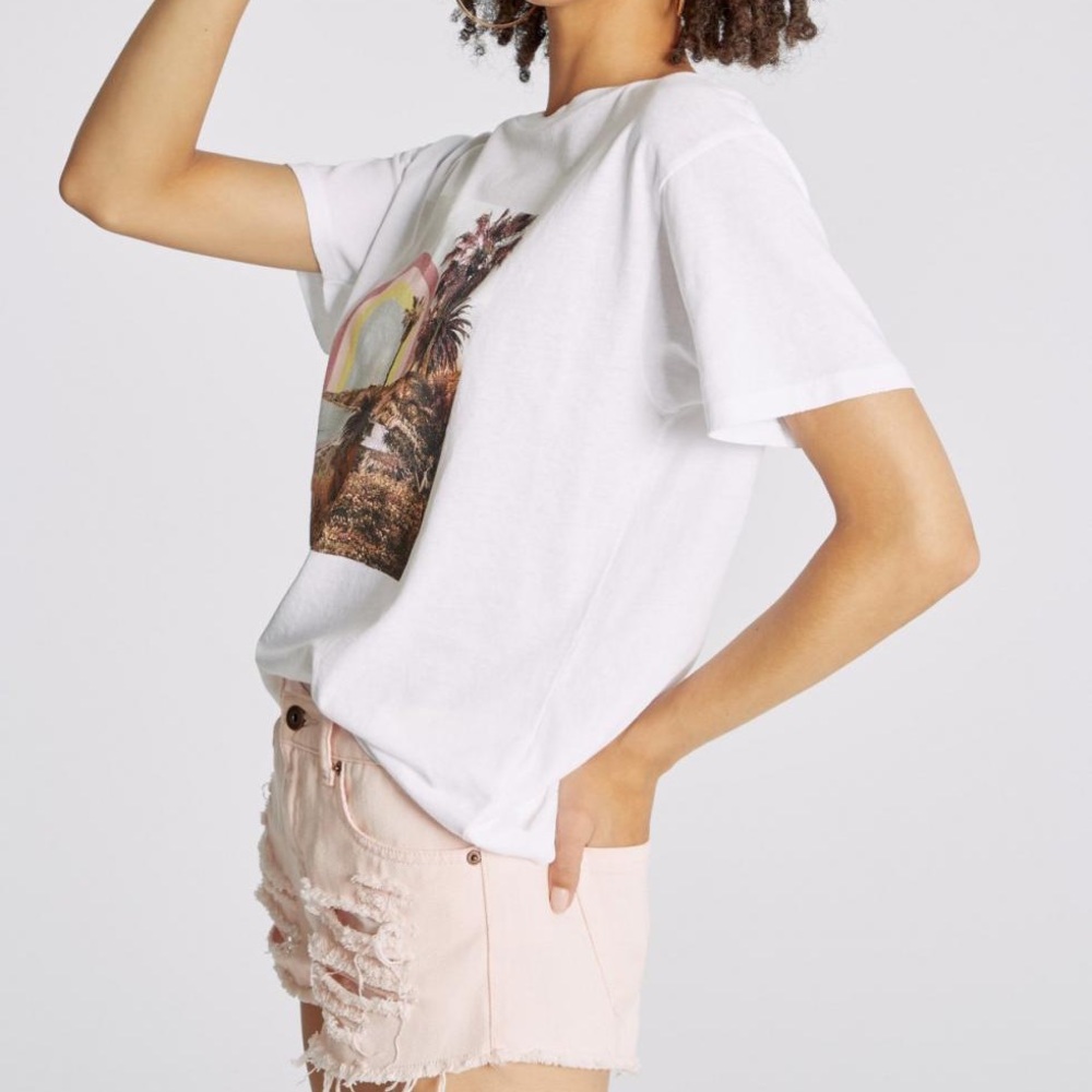 New Wildfox Keke Short Sleeve rainbow coast palm tree Tee shirt top - Picture 6 of 9